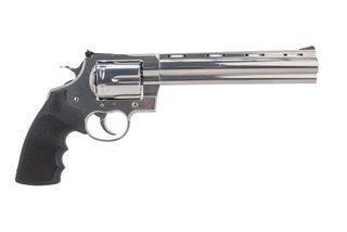 Colt .44 Magnum 8 inch Anaconda six Round Revolver features a black hogue grip